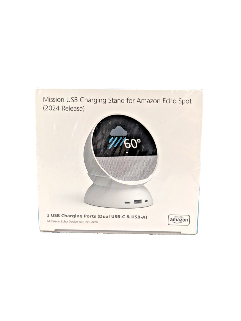 Mission Charging Stand White for Amazon Echo Spot 2024, 3 USB Ports, SEALED NEW